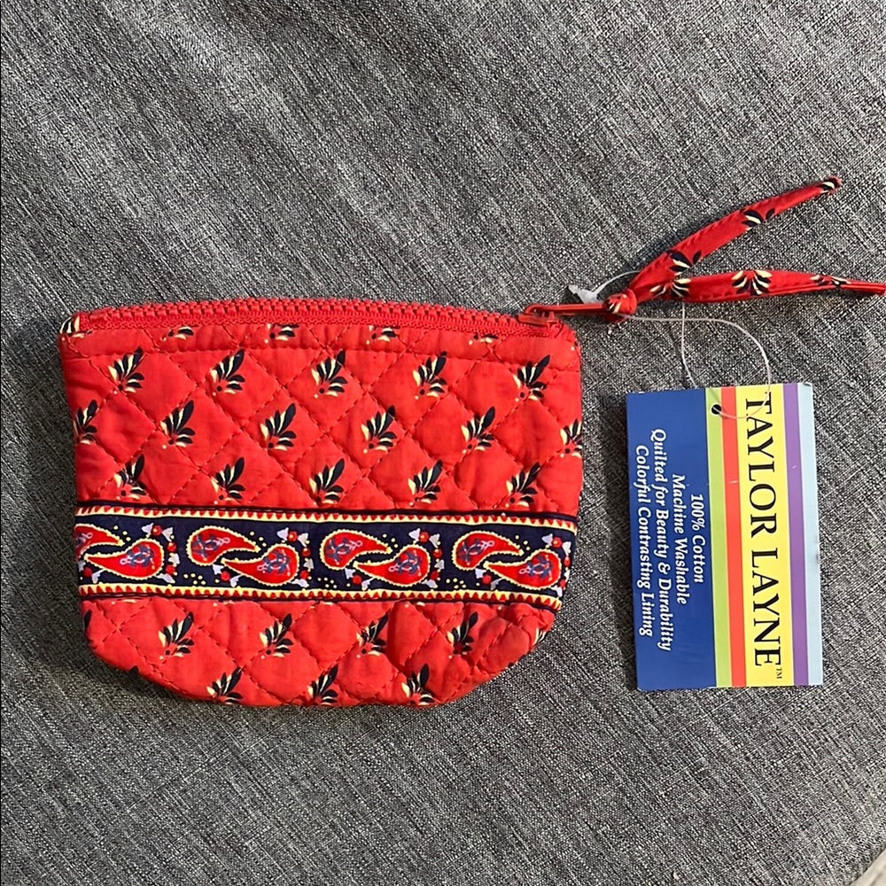 NWT Taylor Layne Red Quilted Women's zipper pouch